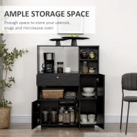HOMCOM Bufet de Bucătărie pentru Cuptor cu Microunde, Mobilier cu Dulapuri, Rafturi și Sertar, 90x40x120 cm, Negru(m-4)