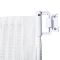 PawHut Puerta para Perros Plegable con Ancho Ajustable 5,5-115 cm Barrera de Seguridad para Perros Retráctil con Asa Blanco(m-8)
