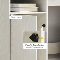 HOMCOM Birou PC cu Suport pentru Monitor, Dulăpior și Rafturi, 108x50x94 cm, Alb Crem(m-6)