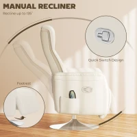 HOMCOM 10-Point Massage Recliner Armchair - Cream(m-6)