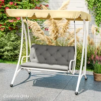 Outsunny 2 Seater Bench Pad, Garden Chair Cushion with Back and Ties for Indoor and Outdoor Use, 98 x 100 cm, Light Grey(m-8)