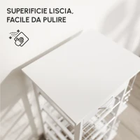 HOMCOM Carrello da Cucina Salvaspazio in Legno Bianco, Portavivande con 1 Piano di Lavoro 1 Cassetto e 4 Cestelli Metallici, 47x37x83cm(m-7)