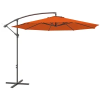 Outsunny 2.45m Overhanging Cantilever Parasol, with Cross Base - Orange(m-11)