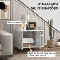 PawHut Móvel Caixa de Areia para Gatos Caixa de Areia para Gatos com Almofada para Arranhar e Compartimento 80x50x61 cm Branco(m-5)