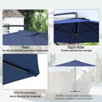 Outsunny 2.45m Overhanging Cantilever Parasol, with Cross Base - Blue(m-5)