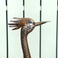 Outsunny Heron Garden Statue, Standing Garden Ornament, Metal Garden Gift with Stakes for Patio Pond Landscape Decoration, Silver Tone(m-9)