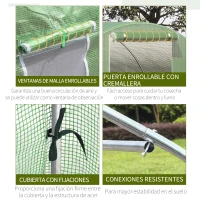 Outsunny Invernadero de Túnel 4,5x3x2 m con Paredes Laterales Enrollables 6 Ventanas de Malla y Puerta Enrollable Verde(m-5)