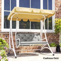 Outsunny 2 Seater Bench Pad, Garden Chair Cushion with Back and Ties for Indoor and Outdoor Use, 98 x 100 cm, Light Grey(m-9)