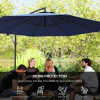 Outsunny 2.45m Overhanging Cantilever Parasol, with Cross Base - Blue(m-6)