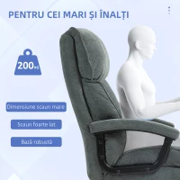 HOMCOM Scaun de Birou cu Spătar Înalt și Înălțime Reglabilă, 68,5x79x117-125 cm, Gri(m-4)