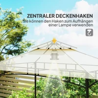 Outsunny Grillpavillon mit LED 240 x 150 x 258 cm wasserabweisend flammhemmend Gartenpavillon mit Doppelschichtdach(m-6)