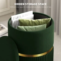HOMCOM Velvet-Feel Storage Ottoman - Green(m-4)