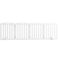PawHut Barrera de Seguridad para Perros Valla para Perros Plegable 207,5 cm con Pies Extraíbles para Escalera Pasillo Blanco(m-11)