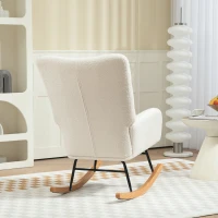 HOMCOM Teddy Fleece Rocking Chair - Cream White(m-6)