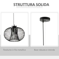 HOMCOM Lampadario da Soffitto Design Moderno con Attacco E27 e Altezza Regolabile, Ф50x150cm(m-5)