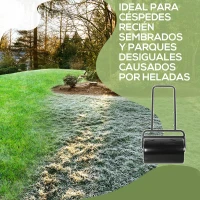 Outsunny Rodillo para Césped de 38L Relleno de Arena o Agua con Mango en U para Jardín Granja Negro(m-5)