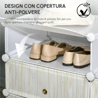 HOMCOM Mobile Scarpiera Modulare Salvaspazio, 6 Cubi 45x35x17 cm in Acciaio e PP, Bianco(m-6)