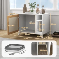 PawHut Móvel Caixa de Areia para Gatos Caixa de Areia para Gatos com Porta Tapete para Arranhar e Compartimento 77x50x63 cm Branco(m-3)