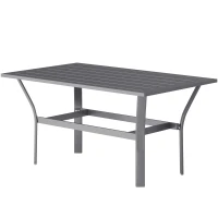 Outsunny Metal Garden Coffee Table, Rectangular Outdoor Side Table with Slatted Tabletop, Foot Pads for Outside, Garden, Balcony, Porch, 91.5 x 55 x 45cm, Dark Grey(m-11)