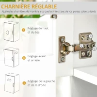 HOMCOM Buffet de cuisine armoire de cuisine contemporaine multi-rangement 2 placards portes grand tiroir coulissant panneaux MDF blanc(m-8)