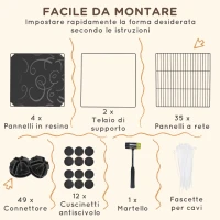 PawHut Recinto per Animali Modulabile e Multilivello con 39 Pannelli, in Acciaio e PP, 140x70x105 cm, Nero(m-5)