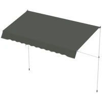 Outsunny Tenda da Sole 3x1.5 m a Bracci con Manovella, Struttura Telescopica in Metallo e Parasole in Poliestere(m-10)