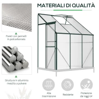 Outsunny Serra da Giardino a Parete con Porta Scorrevole in Policarbonato e Alluminio, 192x127x220 cm(m-6)