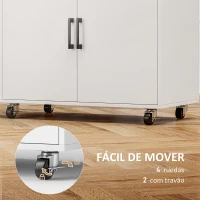 HOMCOM Mueble de Planchar con Ruedas Barra para Colgar Ropa Estante Abierto y Tabla de Planchar 125x43,5x102,5 cm Blanco(m-7)