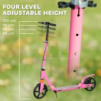 AIYAPLAY Kids Scooter with Four-Level Adjustable Handlebar, Dual Brake System, 200mm Wheels, ABEC-7 Bearings, Pink(m-4)