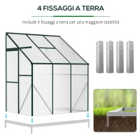 Outsunny Serra da Giardino a Parete con Porta Scorrevole in Policarbonato e Alluminio, 192x127x220 cm(m-7)