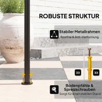 Outsunny Grillpaviljoen met LED-verlichting 240 x 150 x 258 cm Waterafstotend en Vlamvertragend Tuinpaviljoen met Dubbellaagsdak(m-7)