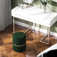 HOMCOM Velvet-Feel Storage Ottoman - Green(m-8)