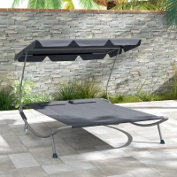 Outsunny Double Outdoor Bed, with Canopy - Light Grey(m-9)