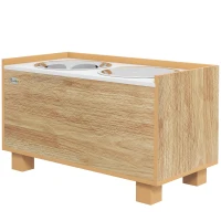 PawHut Comedouro para Cães Elevado com Sistema de Alimentação Lento Espaço de Arrumação 2 Tigelas de 2L de Aço Inoxidável 60x30x35,5 cm Madeira(m-10)