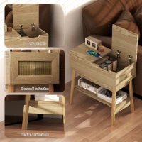 HOMCOM Tavolino da Salotto in Stile Boho con Ripiano a Scomparsa e Ripiano Aperto, in MDF, 30x60x60.5 cm, color Legno(m-6)