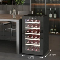 HOMCOM Wijnkoelkast voor 41 Flessen, 91 Liter Capaciteit, Drankenkoelkast met LED-Display en Touchscreen, Zwart(m-3)