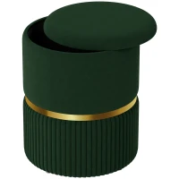 HOMCOM Velvet-Feel Storage Ottoman - Green(m-11)