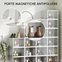 HOMCOM Mobile Scarpiera Modulare Salvaspazio, 18 Cubi 28x36x21 cm in Plastica PP, Bianco(m-7)