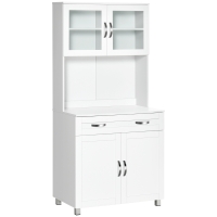 HOMCOM Buffet de cuisine armoire de cuisine contemporaine multi-rangement 2 placards portes grand tiroir coulissant panneaux MDF blanc