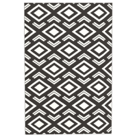 Outsunny Outdoor Teppich robuster Wetterfest Outdoorteppich mit Tragtasche, faltbar Carpet Boho-Style 182 x 274 cm Schwarz+Weiß