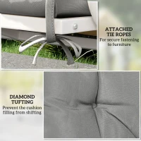 Outsunny 2 Seater Bench Pad, Garden Chair Cushion with Back and Ties for Indoor and Outdoor Use, 98 x 100 cm, Light Grey(m-6)