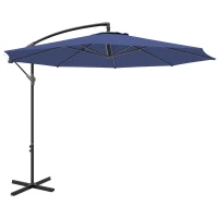 Outsunny 2.45m Overhanging Cantilever Parasol, with Cross Base - Blue(m-1)