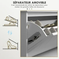 HOMCOM Banc à chaussures avec tiroir rabattable, coussin d'assise et étagère réglable, 100 x 26 x 48 cm, blanc(m-6)
