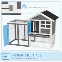 PawHut Cusca pentru Iepuri si Rozatoare pentru Exterior din Lemn Gri(m-5)