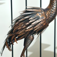 Outsunny Heron Garden Statue, Standing Garden Ornament, Metal Garden Gift with Stakes for Patio Pond Landscape Decoration, Silver Tone(m-8)