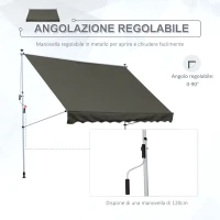 Outsunny Tenda da Sole 3x1.5 m a Bracci con Manovella, Struttura Telescopica in Metallo e Parasole in Poliestere(m-6)