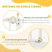 PawHut Puerta para Perros con Ancho Ajustable 76-104 cm Barrera de Seguridad para Perros con 2 Extensiones Blanco(m-4)