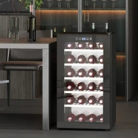 HOMCOM Wijnkoelkast voor 41 Flessen, 91 Liter Capaciteit, Drankenkoelkast met LED-Display en Touchscreen, Zwart(m-2)