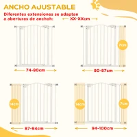 PawHut Puerta para Perros con Ancho Ajustable 76-104 cm Barrera de Seguridad para Perros con 2 Extensiones Blanco(m-7)