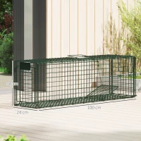 Outsunny Trampa para Animales Vivos 100x24x30 cm con 2 Puertas y Marco de Acero para Interior y Exterior Verde(m-3)